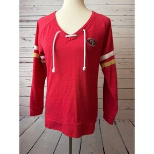 San Francisco 49ers Pullover Lace Up Shirt Jersey size Medium Top Antigua Red‎